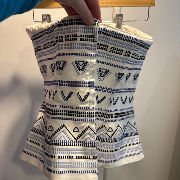 Patterned White and Blue Tube Top - Picture 3 of 5